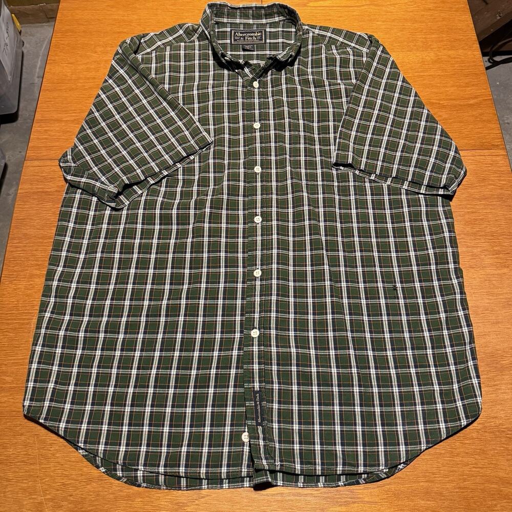 Vintage Abercrombie & Fitch Shirt Men’s Large Plaid Button Down Cotton Distress